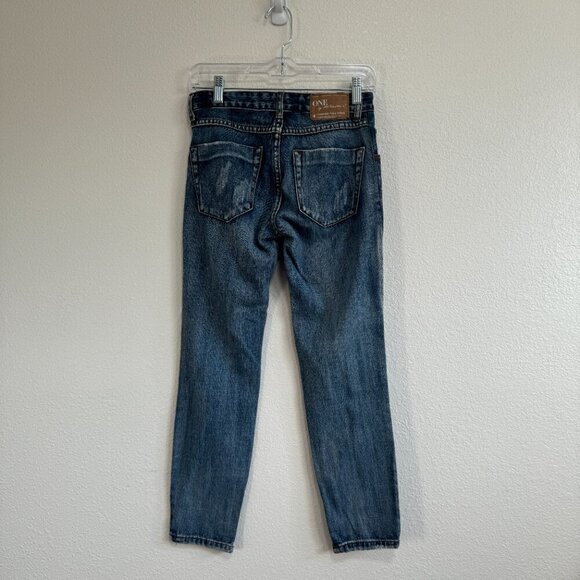 🦋 ONE BY ONE TEASPOON Trashed Free Birds Distressed Rigid Skinny Leg Size 24 - Picture 4 of 7